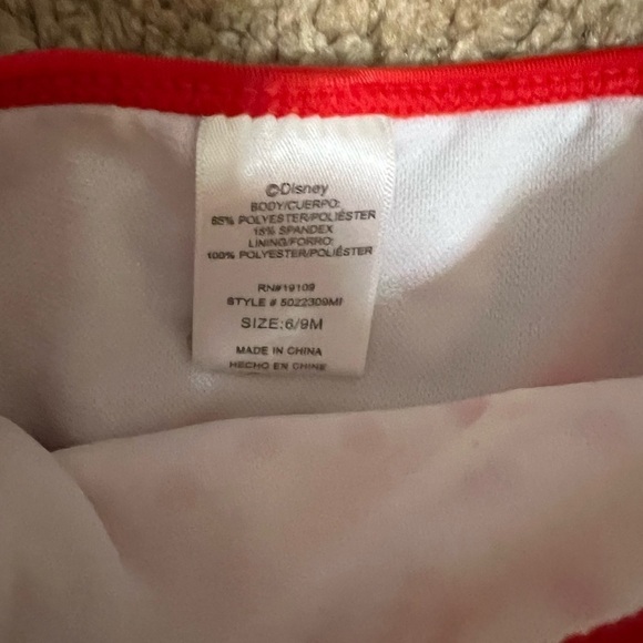 Disney Baby Red and White Polka Dot Minnie Mouse Rash Guard Swimsuit 6-9 Months - Picture 4 of 6